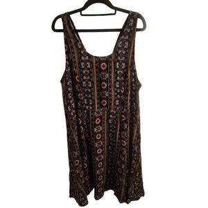 Torrid Boho Geo Rayon Cutout Back Sleeveless Dress NWOT Size 1X
